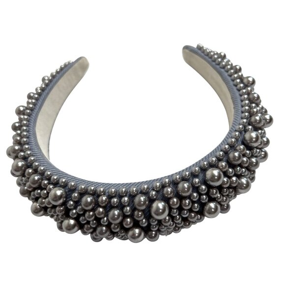 OLA. Beaded Headband in Silver - Picture 2 of 3